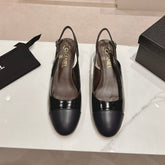 SLINGBACKS IN BLACK SHEEPSKIN